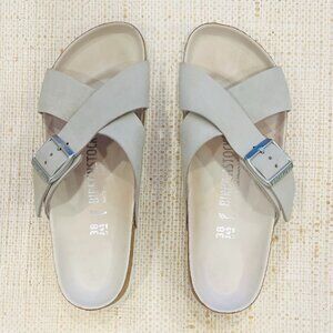 "Marshmallow" Nubuck Leather Birkenstok Arizona Big Buckle Sandals Sz 38 / 7